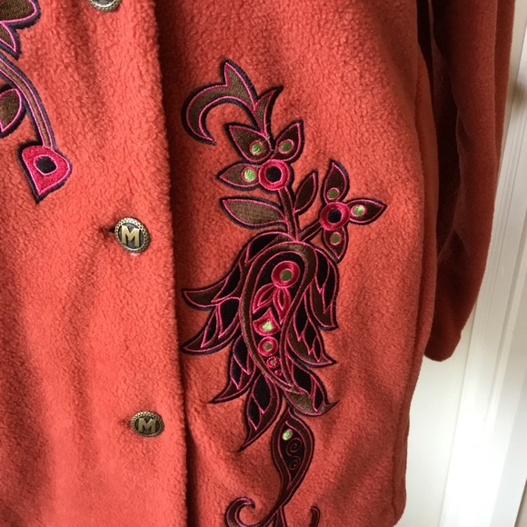 Bob Mackie Wearable Art rust fleece button down jacket/coat NWT - Picture 4 of 8